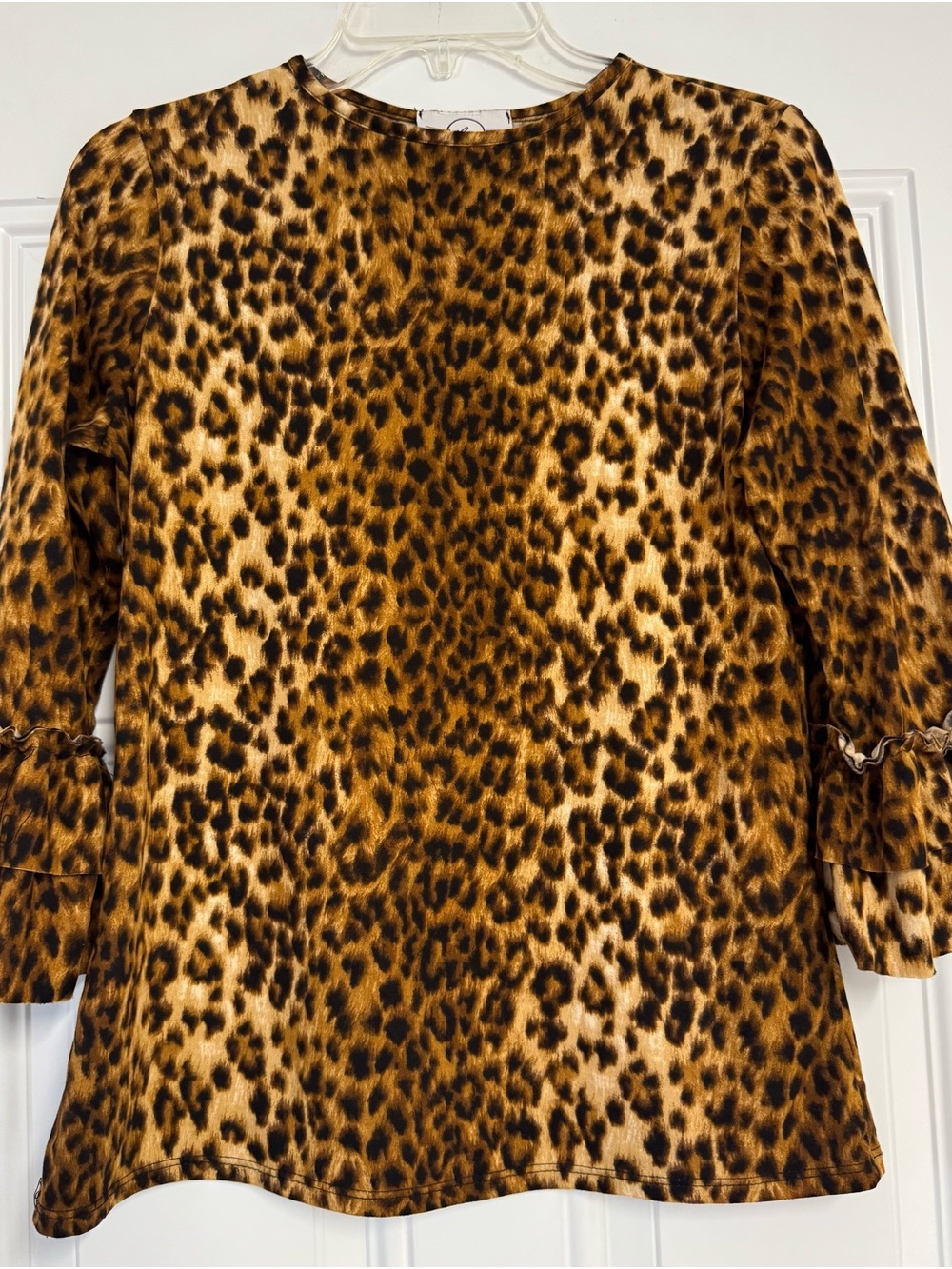 Leopard Print Long-Sleeve Women's Blouse - Brown/Black